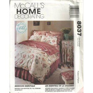 McCalls 8037 Home Decorating Sewing Pattern Bed Cover Duvet Cover Shams Skirt